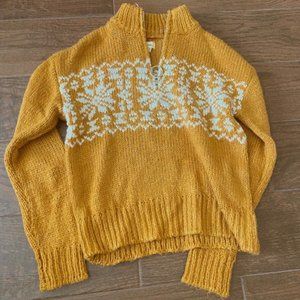 Thick Knit Yellow/White Quarter Zip Sweater